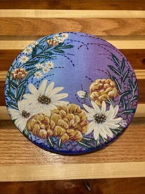 (Signed Art) Floral Embroidery Acrylic Painting